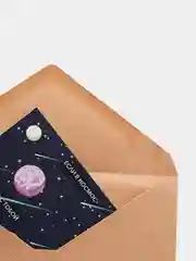 Черный открытка 8x8см космос, планета, на день рождения