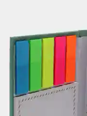 Бирюзовый блокнот для записей со стикерами и авторучкой