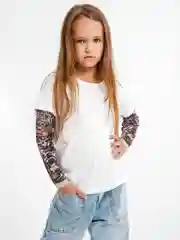 Мятный детская футболка лонгслив с тату-рукавами