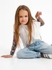 Мятный детская футболка лонгслив с тату-рукавами