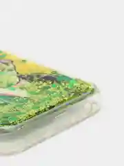 Желтый чехол Realme C3 / 5 / 6i силиконовый переливающийся жидкий с блестками и защитой камеры