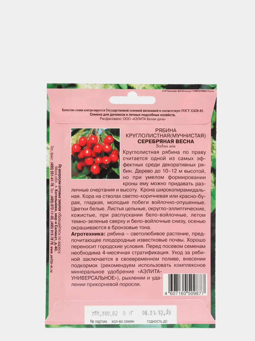 Рябина "Серебряная весна", семена цветов