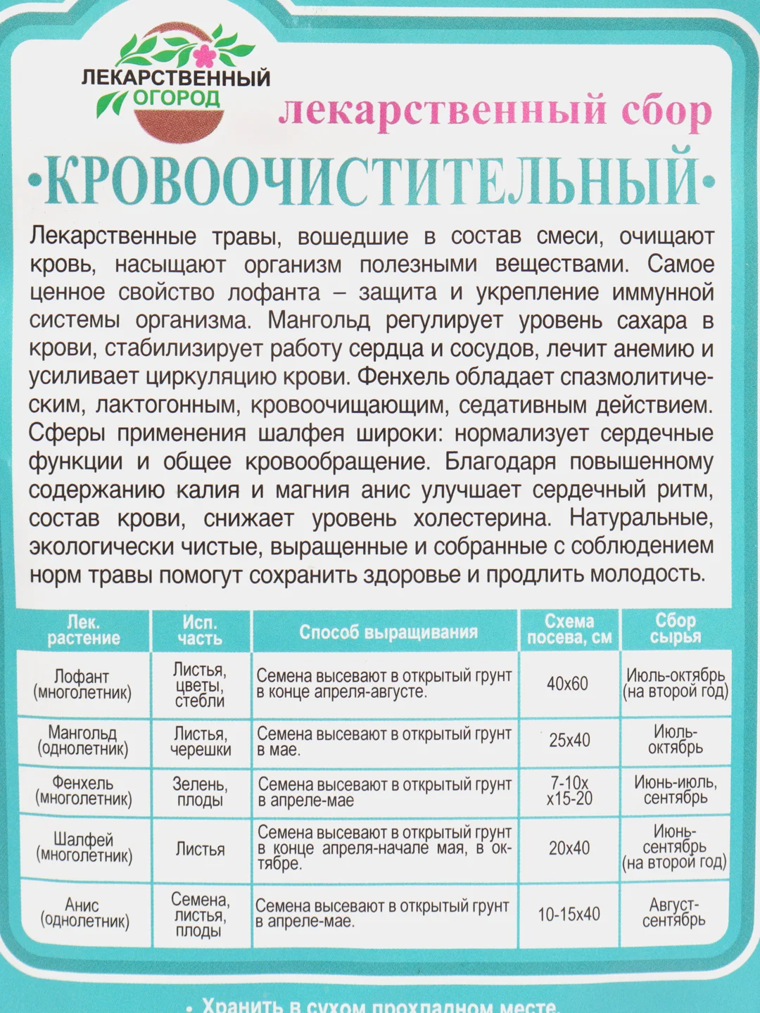 Лекарственный сбор Кровоочистительный (семена)