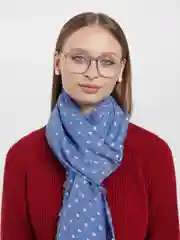 Синий шарф женский "Горошек"
