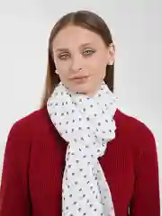 Белый шарф женский "Горошек"