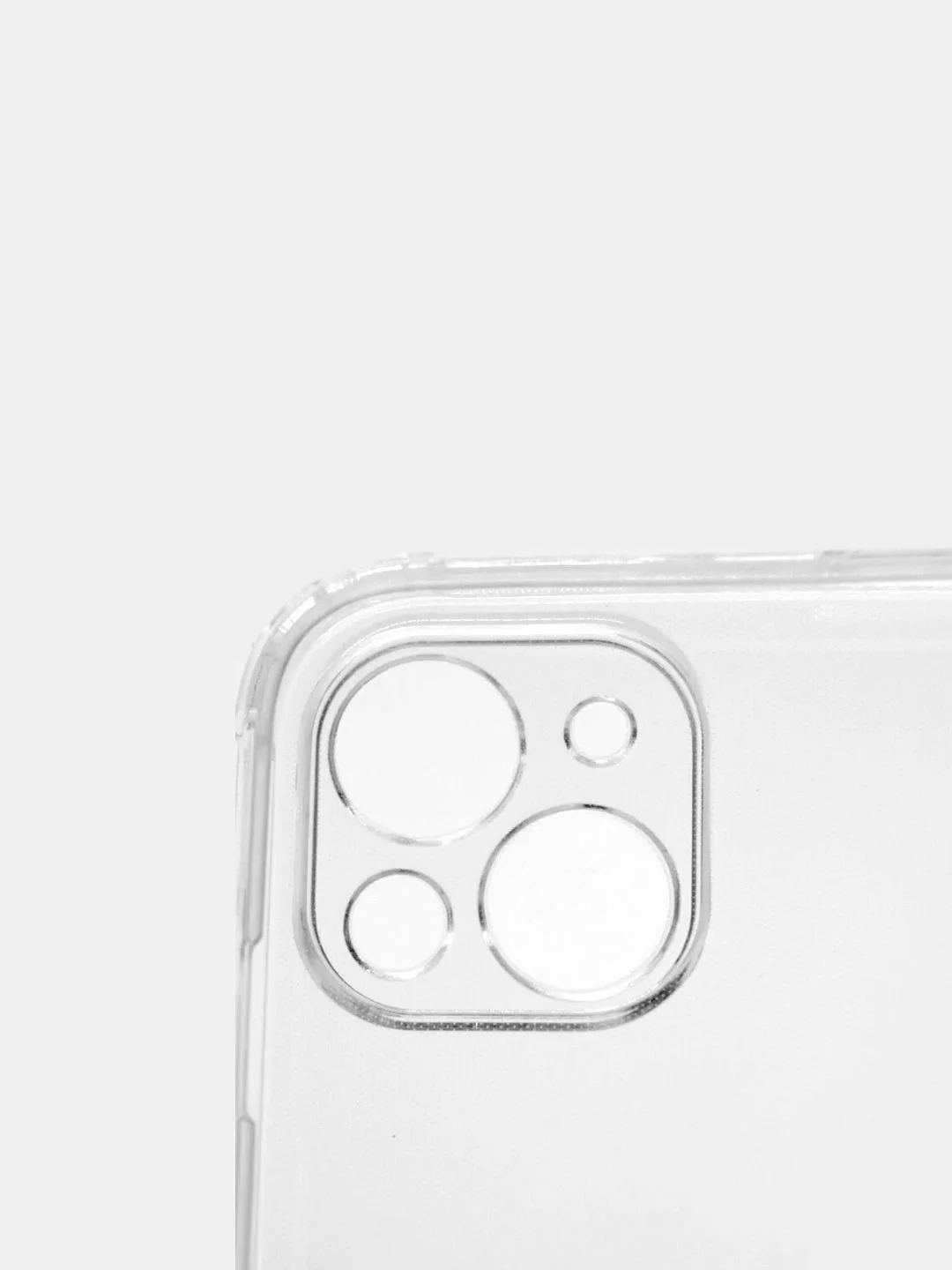 Силиконовый чехол iPhone 13 усиленные углы, защита вокруг камер, прозрачный
