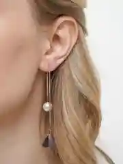 Серый женские жемчужные серьги "Лепестки роз", с кисточками, висячие