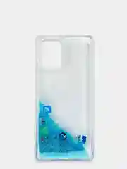 Голубой чехол Samsung Galaxy S10 Lite силиконовый переливающийся жидкий с блестками