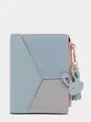 Голубой кошелек женский из экокожи с брелоком