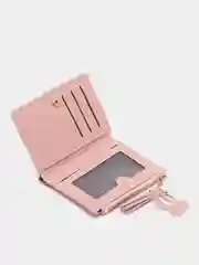 Розовый кошелек женский из экокожи с брелоком