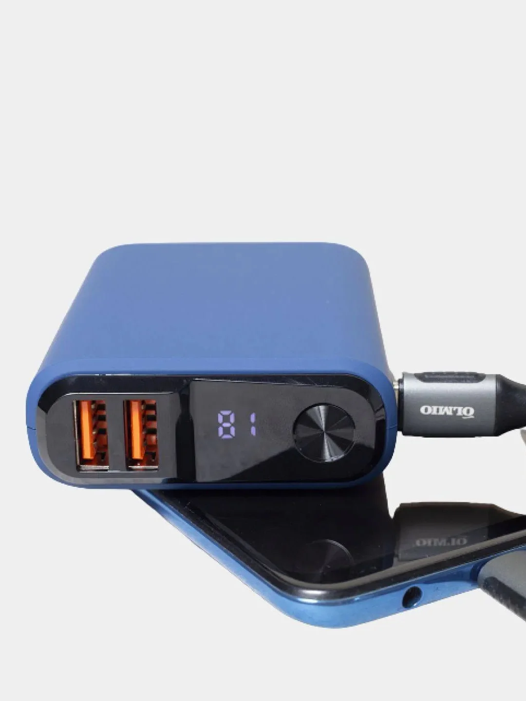 Серый внешний аккумулятор Olmio QS-10, 10000 mAh, с быстрой зарядкой 18W