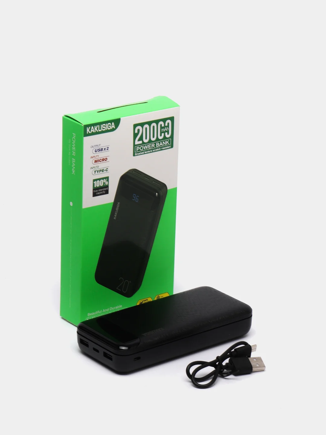 Черный внешний аккумулятор 20000 mAh