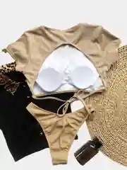Бежевый купальник раздельный