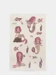 Фуксия татуировки детские  мультяшные, принцессы, русалки 12*7,5 см