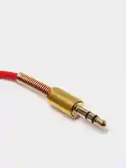 Красный кабель AUX (АУКС) Jack 3,5 мм - Jack 3,5 мм, 1 м, угловой, с пружинами с обоих концов