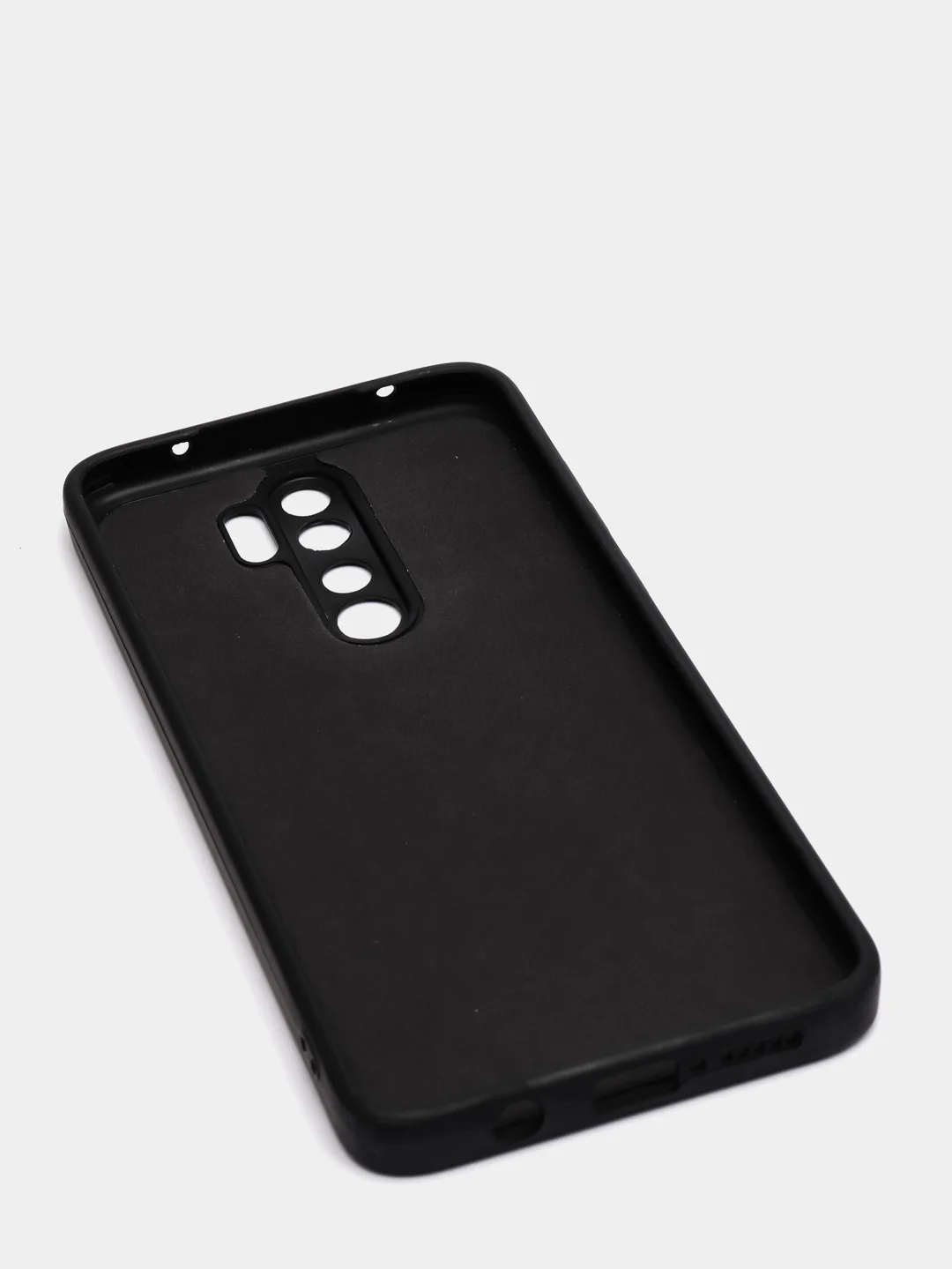 Черный чехол силиконовый Xiaomi Redmi Note 8 PRO с защитой камер, закрытым низом и бархатом