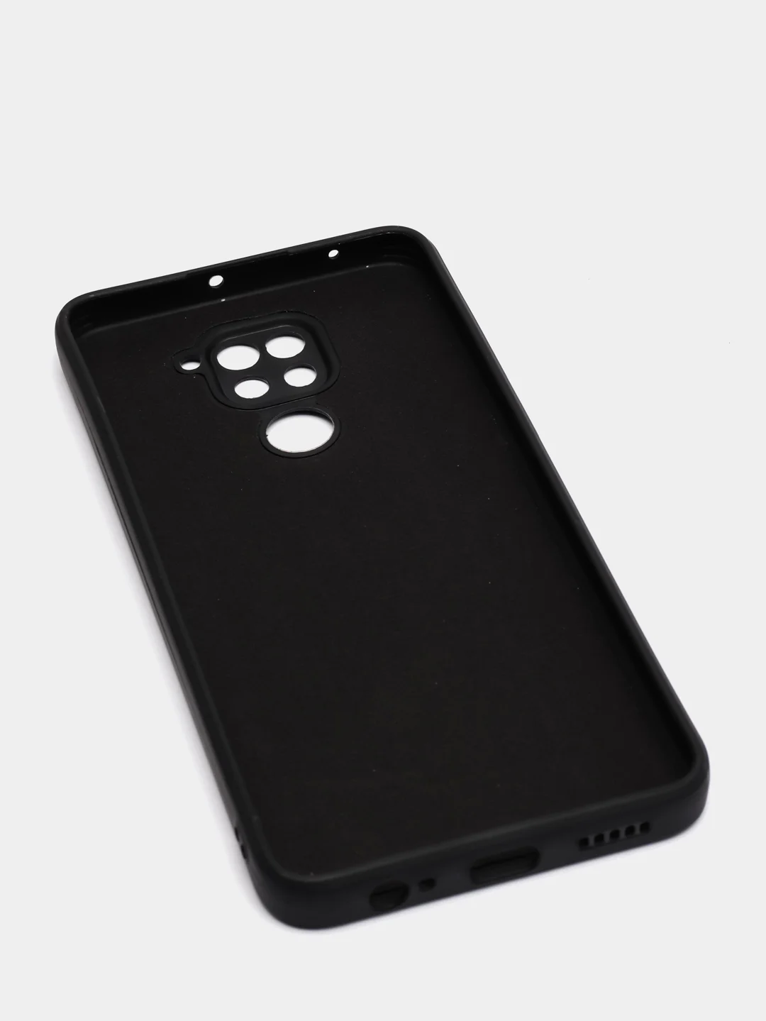 Черный чехол для Xiaomi Redmi Note 9, матовый, силиконовый, с закрытым низом и бархатом внутри
