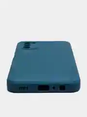 Синий меланж чехол Samsung Galaxy A03S матовый силиконовый с закрытым низом и бархатом внутри