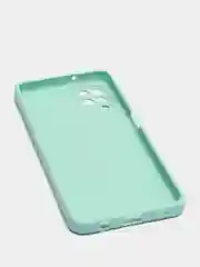 Бирюзовый чехол Samsung Galaxy A12, M12 матовый силиконовый с закрытым низом и бархатом внутри