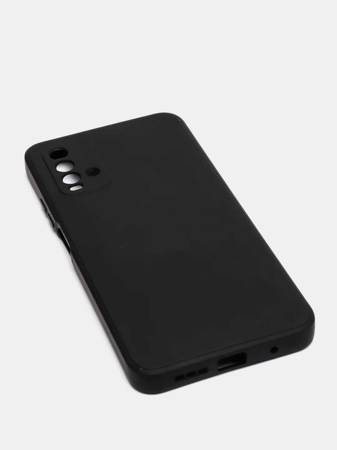 Черный чехол для Xiaomi Redmi 9T матовый силиконовый с защитой камер и бархатом внутри