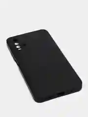 Черный чехол для Xiaomi Redmi 9T матовый силиконовый с защитой камер и бархатом внутри