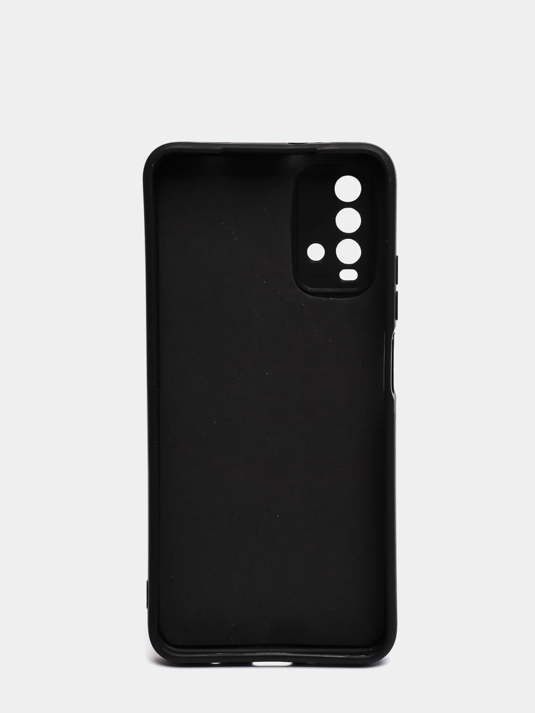 Черный чехол для Xiaomi Redmi 9T матовый силиконовый с защитой камер и бархатом внутри