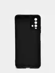 Черный чехол для Xiaomi Redmi 9T матовый силиконовый с защитой камер и бархатом внутри