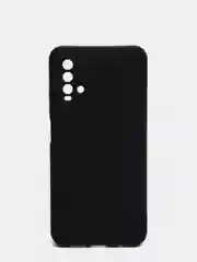 Черный чехол для Xiaomi Redmi 9T матовый силиконовый с защитой камер и бархатом внутри