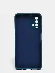 Синий меланж чехол для Xiaomi Redmi 9T матовый силиконовый с защитой камер и бархатом внутри