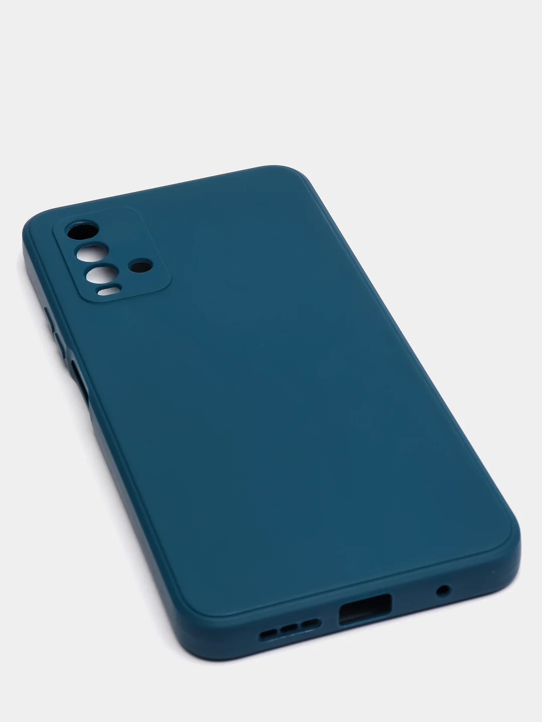 Синий меланж чехол для Xiaomi Redmi 9T матовый силиконовый с защитой камер и бархатом внутри