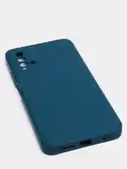 Синий меланж чехол для Xiaomi Redmi 9T матовый силиконовый с защитой камер и бархатом внутри