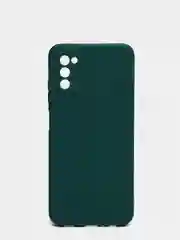 Зеленый чехол Samsung Galaxy A03S матовый силиконовый с закрытым низом и бархатом внутри