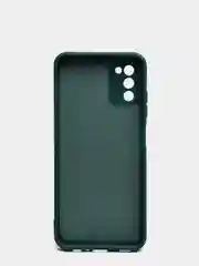 Зеленый чехол Samsung Galaxy A03S матовый силиконовый с закрытым низом и бархатом внутри