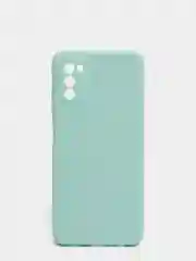 Бирюзовый чехол Samsung Galaxy A03S матовый силиконовый с закрытым низом и бархатом внутри