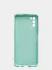 Бирюзовый чехол Samsung Galaxy A03S матовый силиконовый с закрытым низом и бархатом внутри