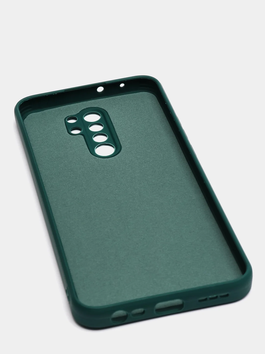 Зеленый чехол для Xiaomi Redmi 9 матовый, силиконовый, с закрытым низом и бархатом внутри