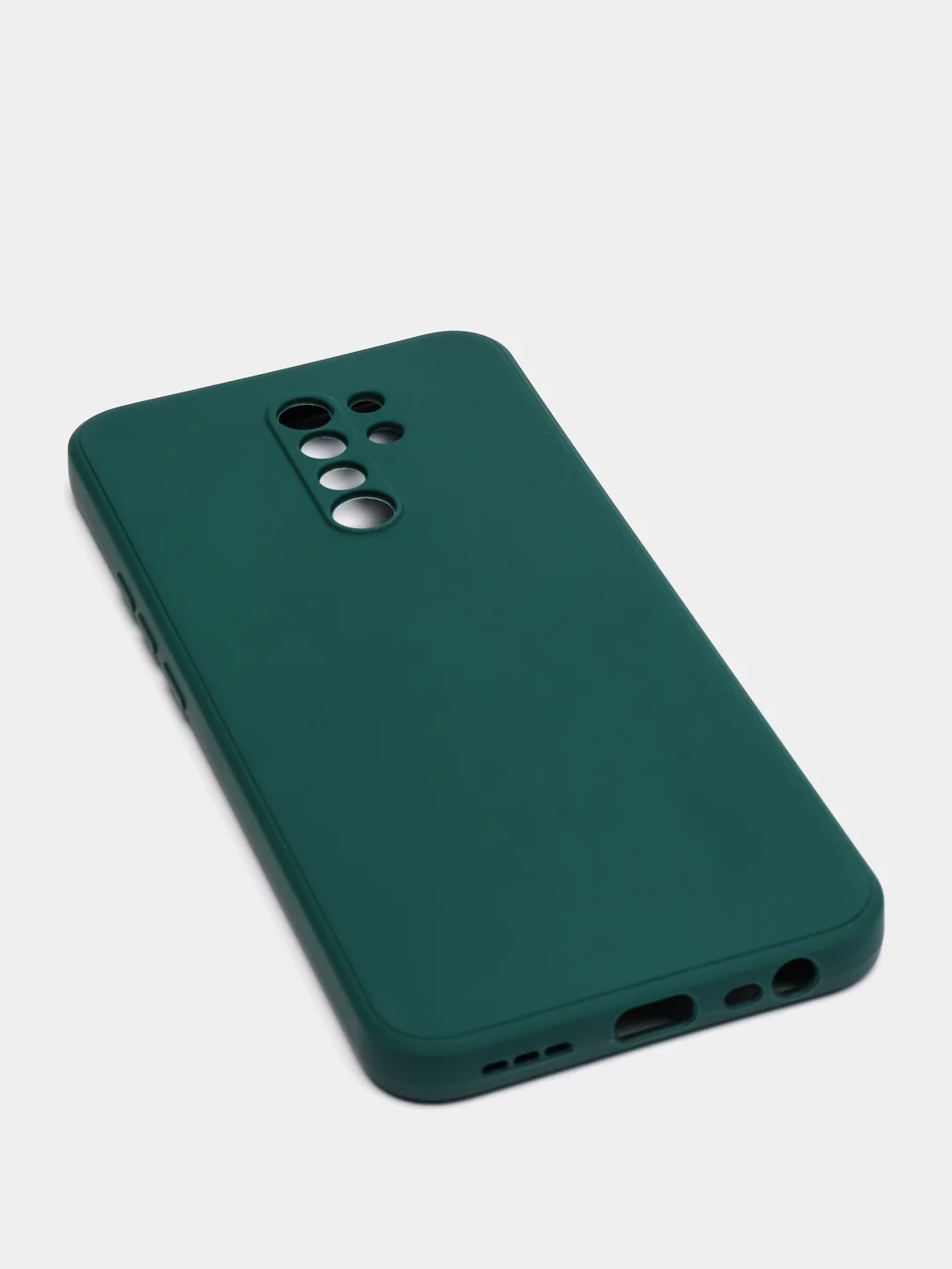 Зеленый чехол для Xiaomi Redmi 9 матовый, силиконовый, с закрытым низом и бархатом внутри