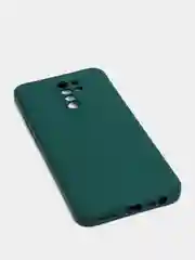 Зеленый чехол для Xiaomi Redmi 9 матовый, силиконовый, с закрытым низом и бархатом внутри