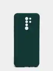 Зеленый чехол для Xiaomi Redmi 9 матовый, силиконовый, с закрытым низом и бархатом внутри