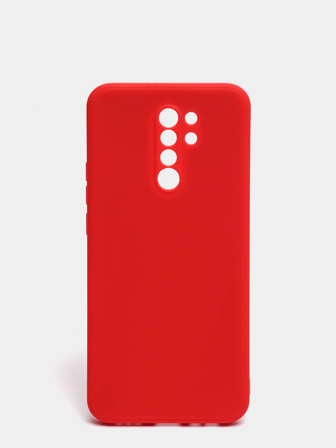 Красный чехол для Xiaomi Redmi 9 матовый, силиконовый, с закрытым низом и бархатом внутри