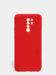 Красный чехол для Xiaomi Redmi 9 матовый, силиконовый, с закрытым низом и бархатом внутри