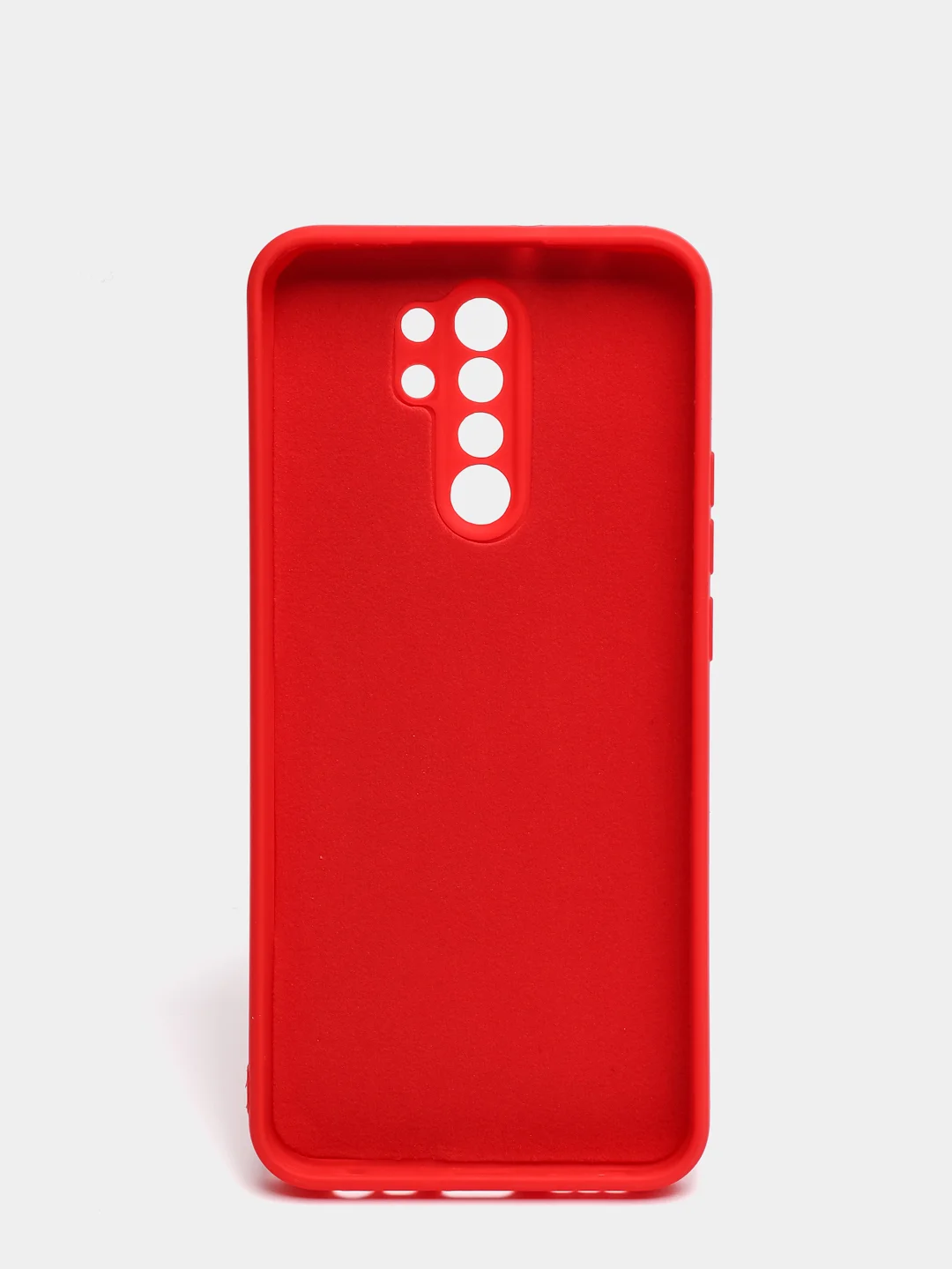 Красный чехол для Xiaomi Redmi 9 матовый, силиконовый, с закрытым низом и бархатом внутри