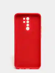 Красный чехол для Xiaomi Redmi 9 матовый, силиконовый, с закрытым низом и бархатом внутри