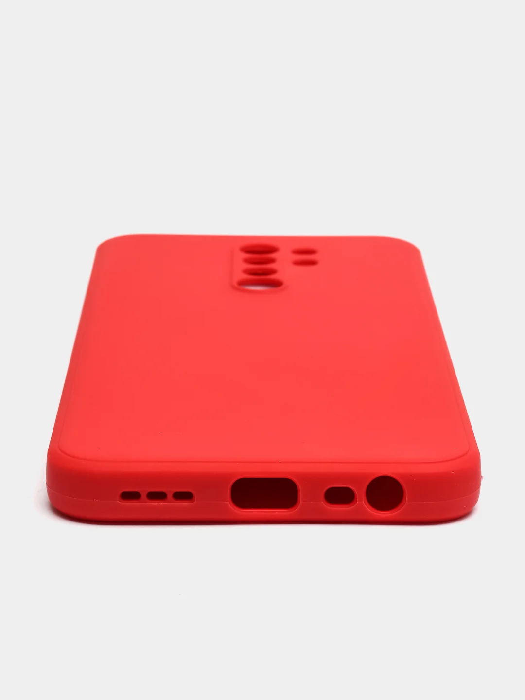 Красный чехол для Xiaomi Redmi 9 матовый, силиконовый, с закрытым низом и бархатом внутри