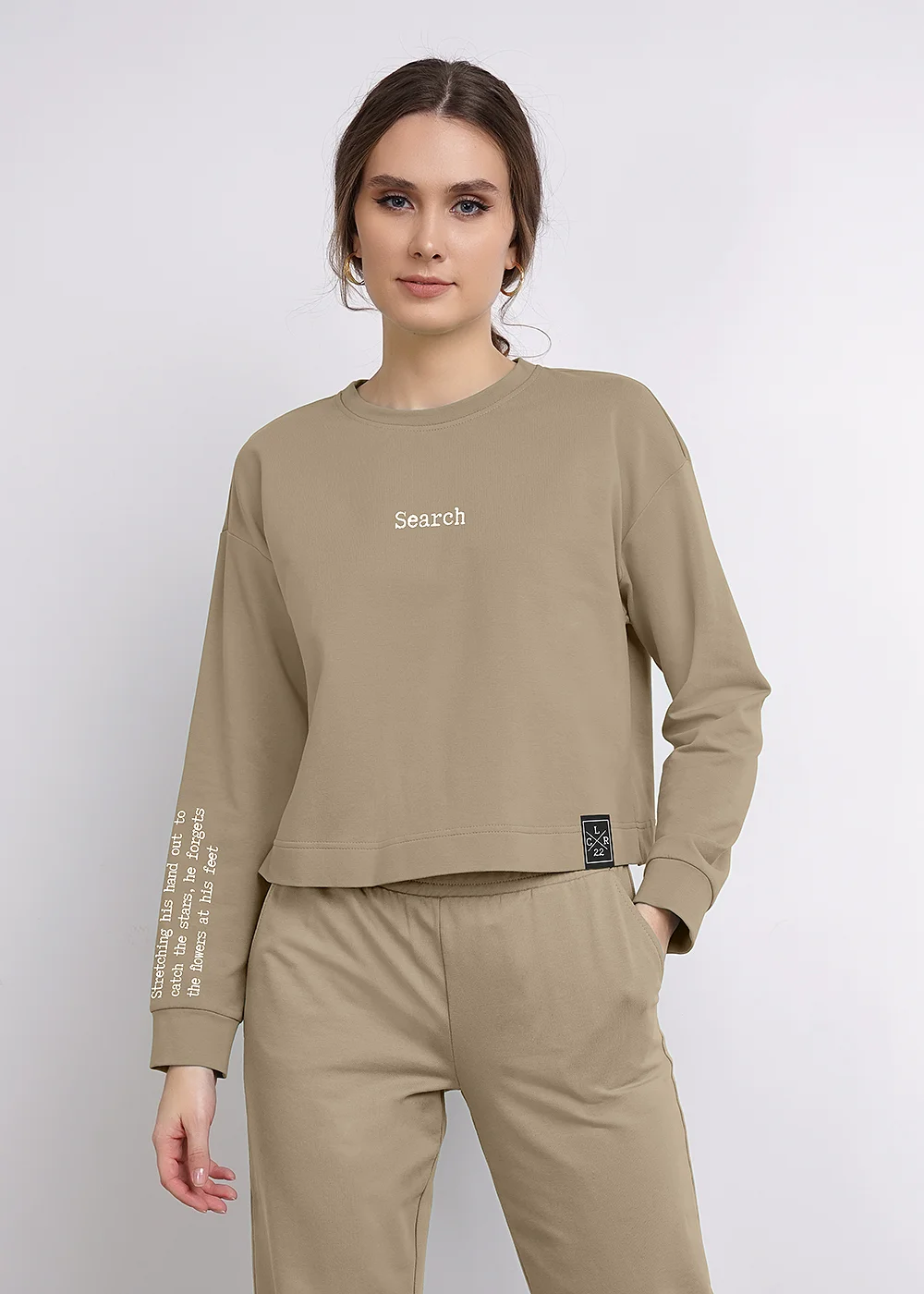 Бежевый меланж джемпер CleverWear, оверсайз, кофта, свитшот, лонгслив