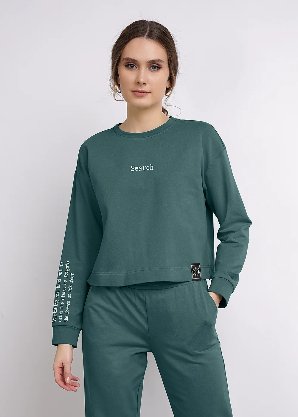 Тёмно-зелёный джемпер CleverWear, оверсайз, кофта, свитшот, лонгслив