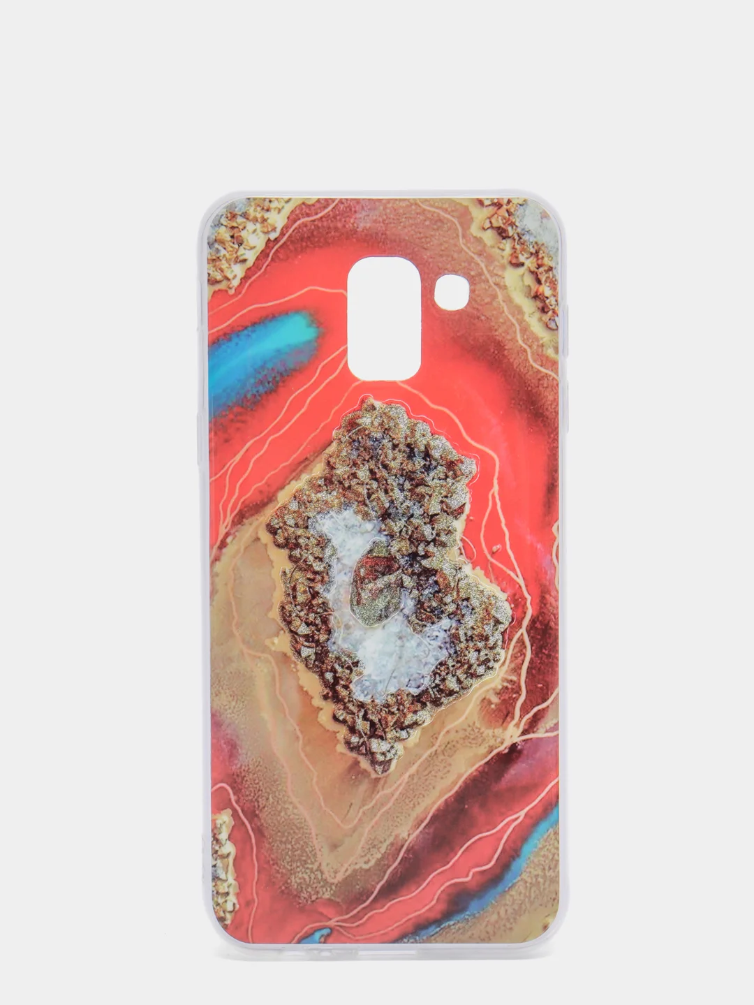 Красный чехол Samsung Galaxy J6, Самсунг Галакси Джи6 2018 силиконовый с мраморным рисунком