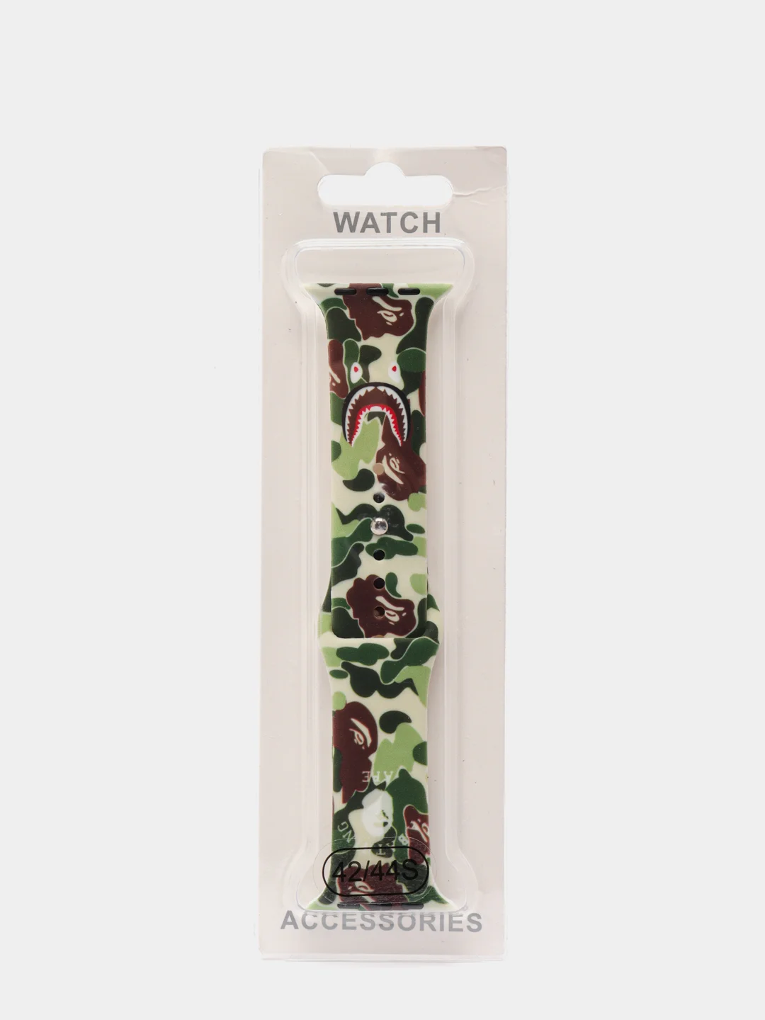 Зелёный хаки ремешок силиконовый с рисунком для Apple Watch