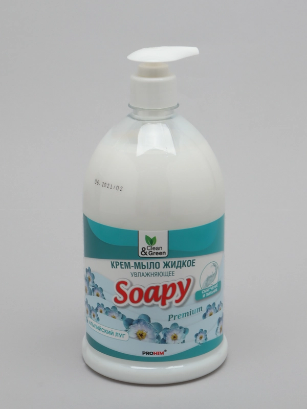 Крем-мыло жидкое "Soapy"  увлажняющее с дозатором (5 ароматов) Clean&Green