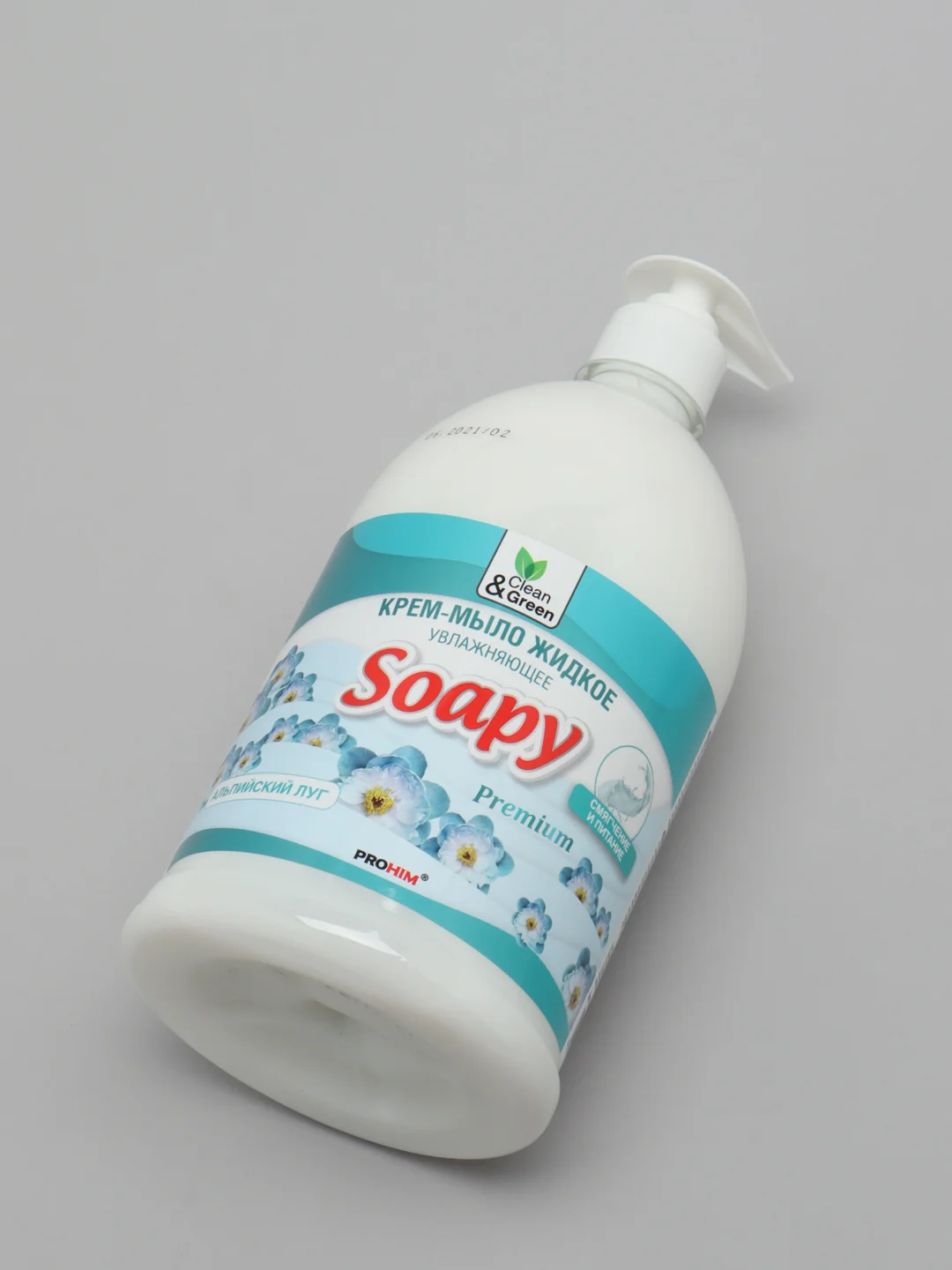 Крем-мыло жидкое "Soapy"  увлажняющее с дозатором (5 ароматов) Clean&Green